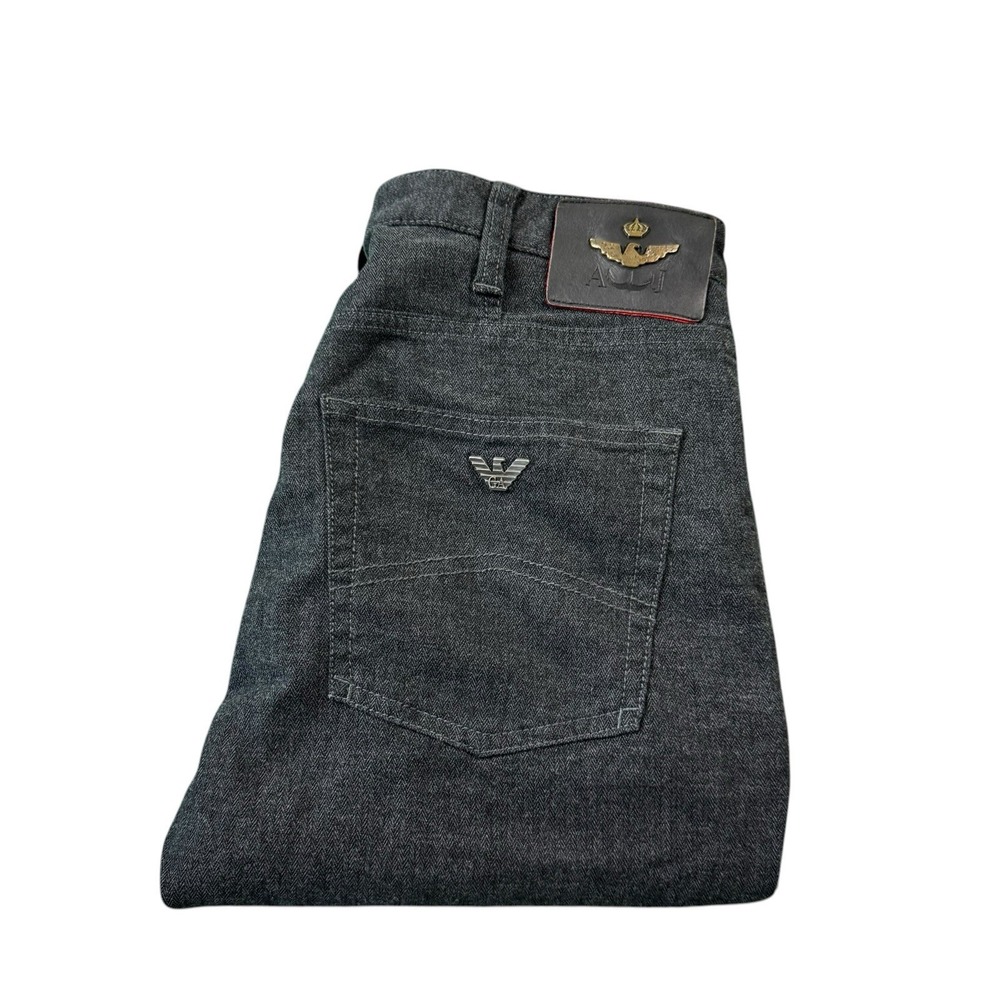 Armani Jeans Gray Herringbone Cotton Button Fly Men's Jeans Size 31x32